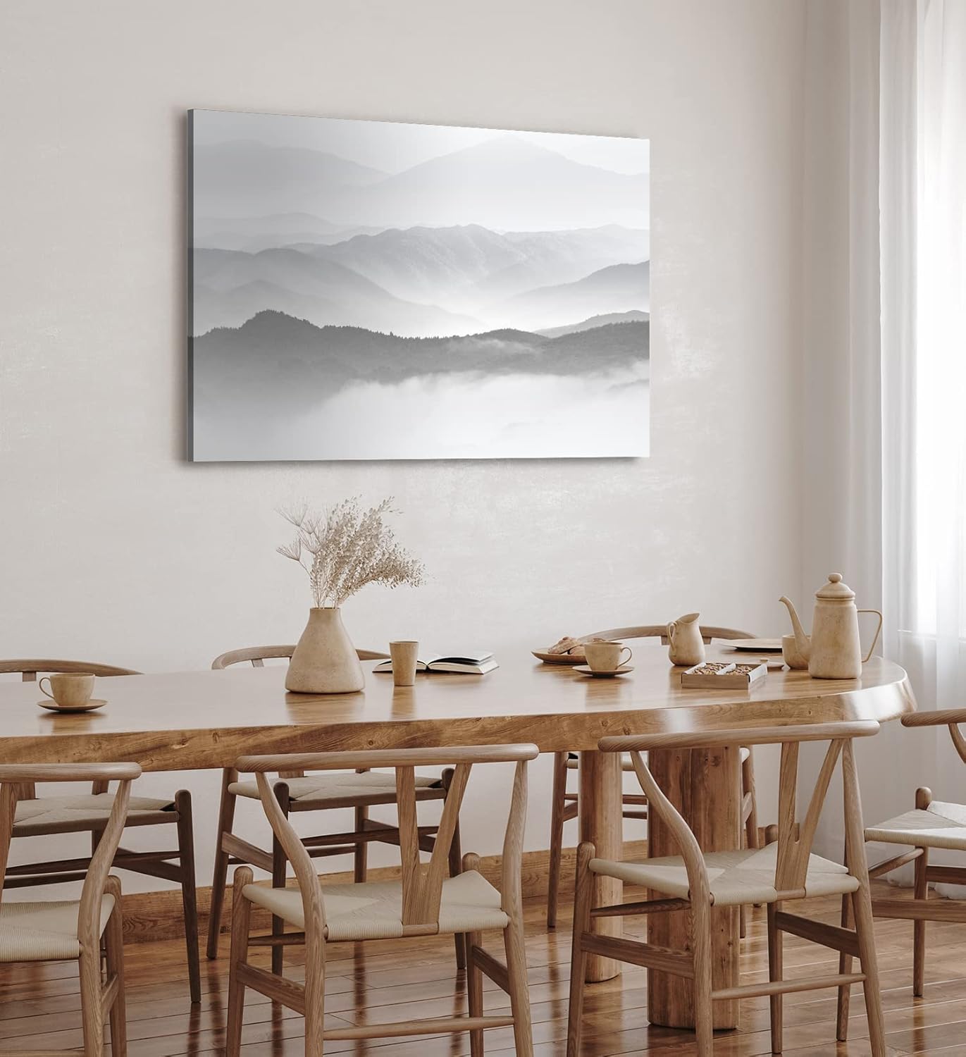 Paul Sinus Wandbild 120x80cm Berglandschaft Berge Gebirge Wolken Nebel Grau