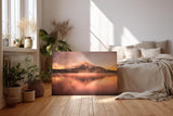 Sinus Art Wandbild 120x80cm Stimmungsvolles Fuji-Motiv bei Sonnenaufgang mit faszinierendem Nebelspiel