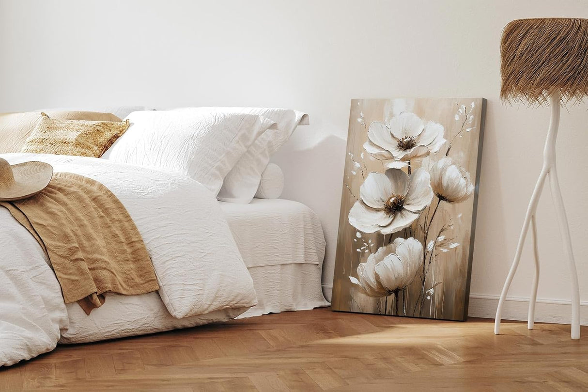 Paul Sinus 60x90cm Wandbild Blütenpracht in Beige – Florale Meisterkunst mit ausdrucksstarker Blume