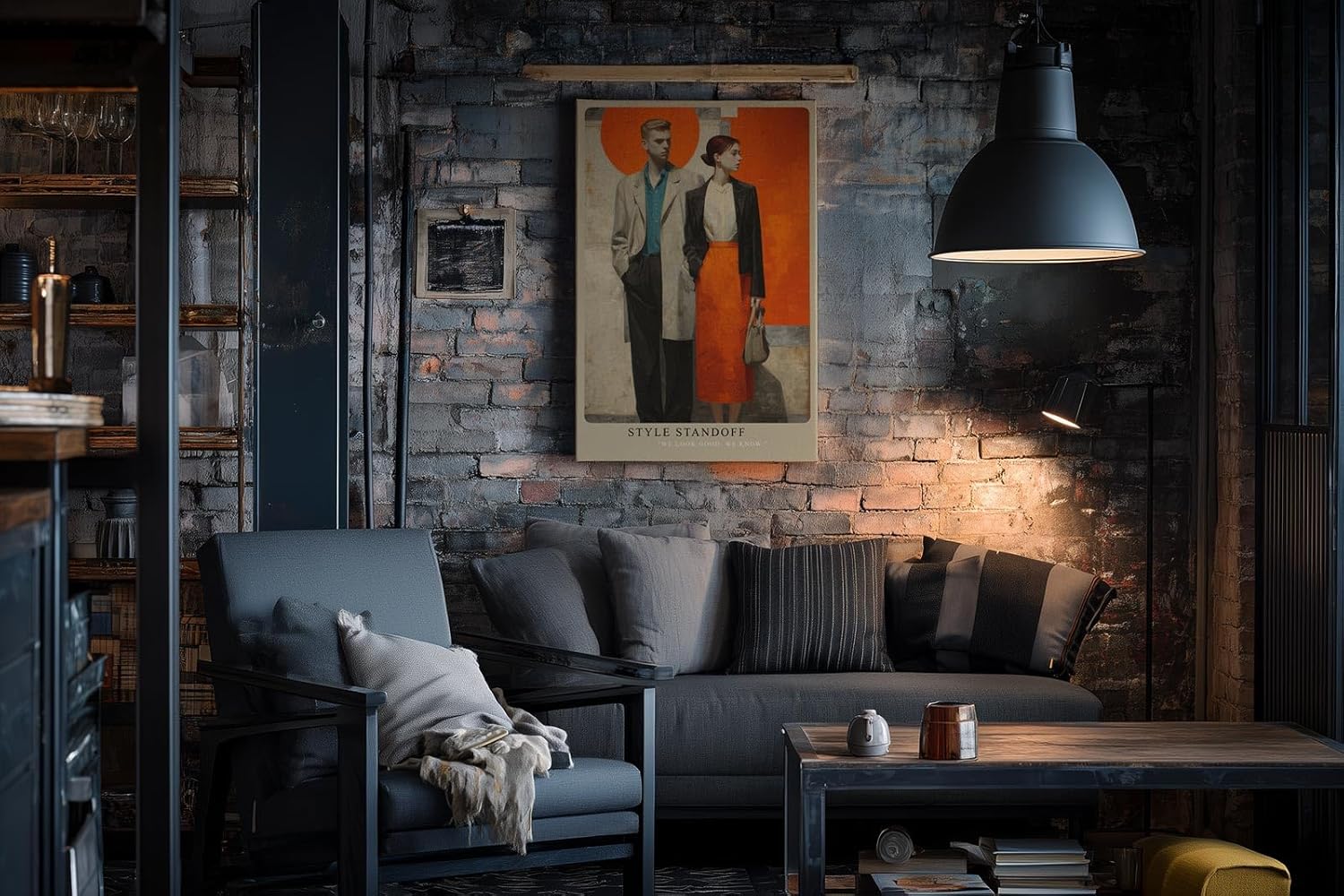 Paul Sinus Wandbild in 40x60cm modernes Modepaar vor farbintensivem Hintergrund – stilvolle, zeitgenössische Darstellung