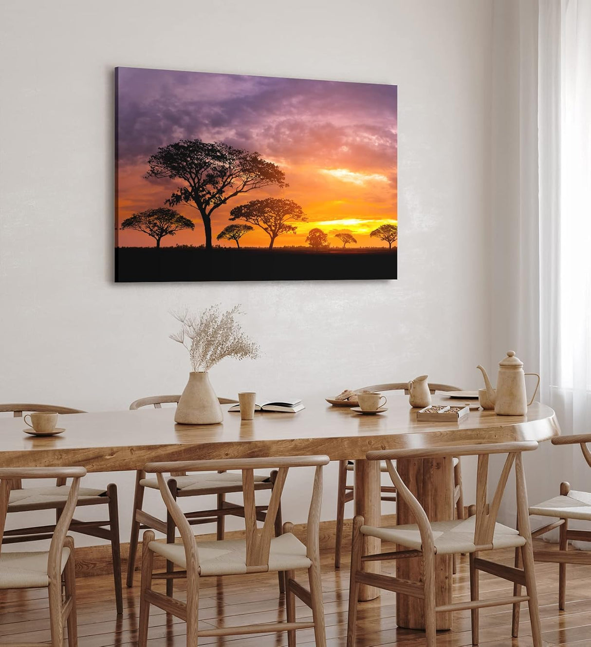 Paul Sinus Wandbild 120x80cm Afrikanische Landschaft Burkea Africana Bäume Sonnenuntergang