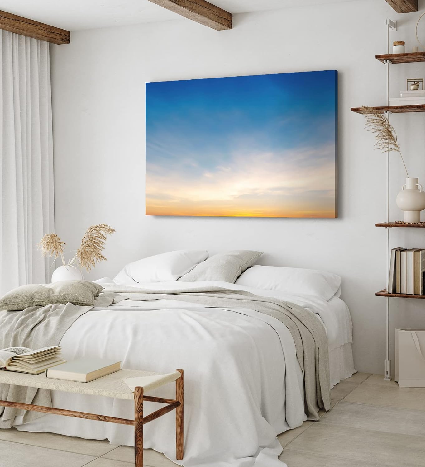 Paul Sinus Wandbild 120x80cm Sonnenuntergang blauer Himmel Wolken Minimal