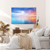 Paul Sinus Wandbild 120x80cm Meer Horizont Roter Himmel Sonnenuntergang Blau
