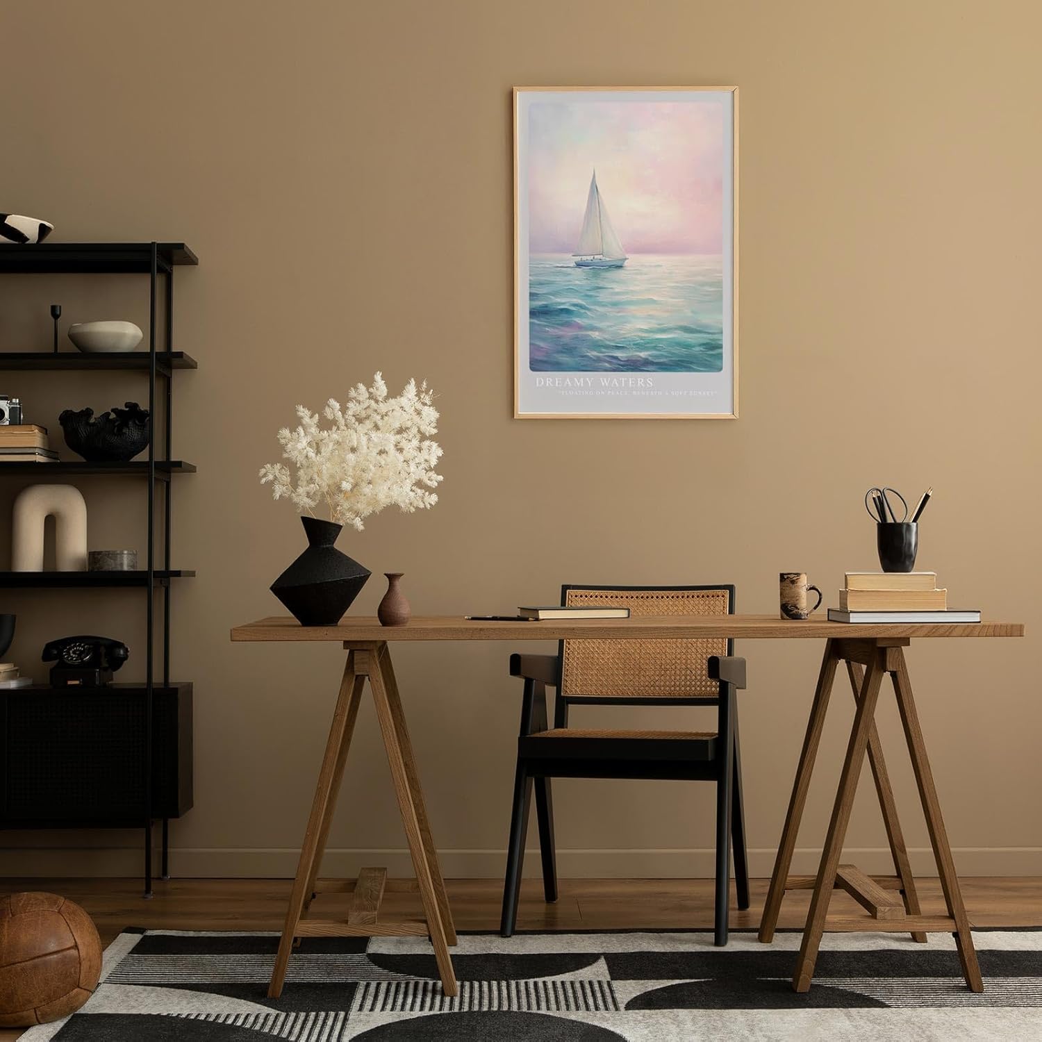 Paul Sinus Leinwandbild 40x60cm verträumtes Segelboot auf ruhigem Meer mit sanften Pastelltönen und harmonischer Lichtstimmung – kunstvolles Leinwandbild