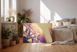 Sinus Art Wandbild 120x80cm Dynamische Komposition aus Architektur und Beschilderung in Retro-Look