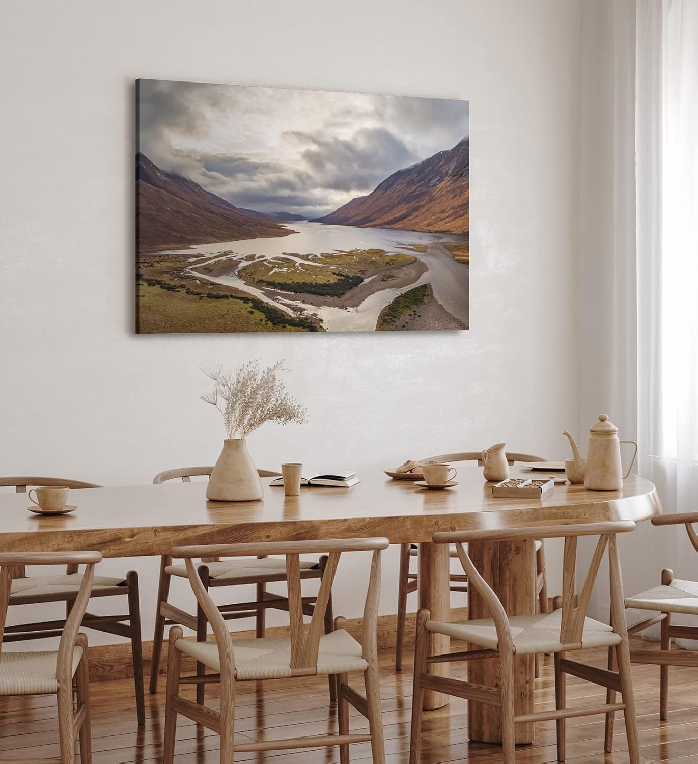 Paul Sinus Wandbild 120x80cm Glen Etive Bucht Schottland Berge Fluss schottische Landschaft
