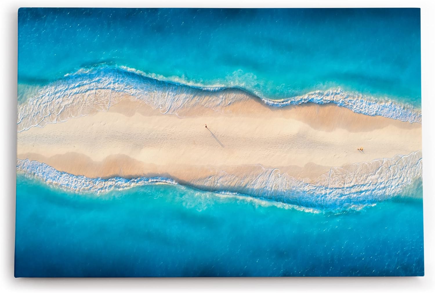 Paul Sinus Wandbild 120x80cm Strand aus der Vogelperspektive Luftaufnahme Blau
