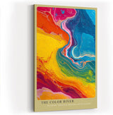Paul Sinus Wandbild in 40x60cm The Color River – Abstrakte Flussform in leuchtenden Gelb-, Blau-, Rotund Grüntönen