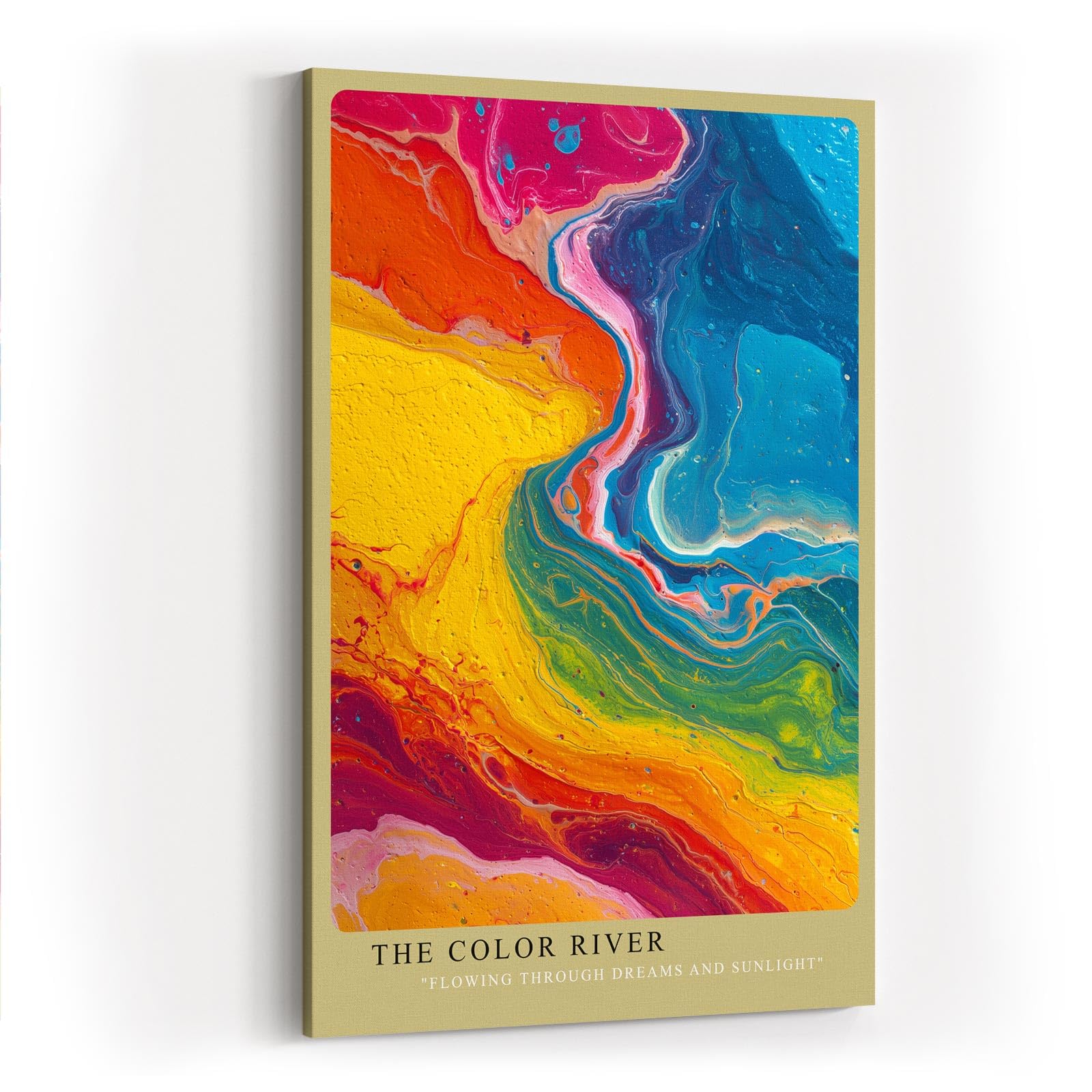 Paul Sinus Wandbild in 40x60cm The Color River – Abstrakte Flussform in leuchtenden Gelb-, Blau-, Rotund Grüntönen
