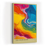 Paul Sinus Wandbild in 40x60cm The Color River – Abstrakte Flussform in leuchtenden Gelb-, Blau-, Rotund Grüntönen