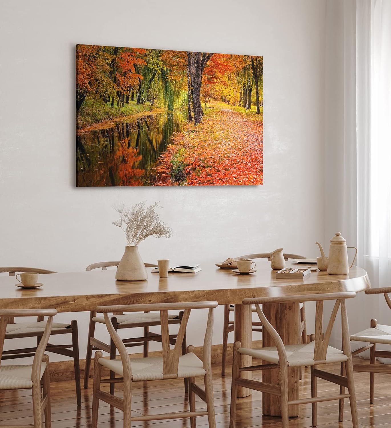Paul Sinus Wandbild 120x80cm Herbst Herbstblätter Bach Rot Natur Laub