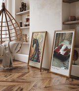Paul Sinus Leinwandbild 60x90cm Velocità Rossa Leinwandbild futuristischer Sportwagen in einer historischen Gasse Dynamik trifft auf zeitlose Eleganz