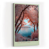Paul Sinus Wandbild in 40x60cm The Secret Lake – Pastellfarbene Baumlandschaft am See mit romantischem Flair, verträumte Naturkulisse in sanften Tönen