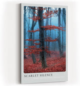 Paul Sinus Kunstdruck 40x60cm Herbst Wald Nebel Rot Bäume Stille Natur Scarlet Silence