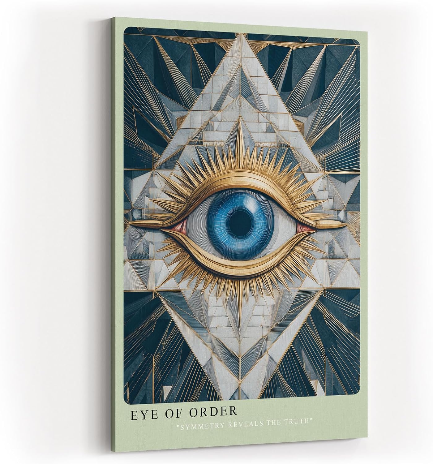 Paul Sinus Wandbild in 40x60cm Eye of Order Geometrische Komposition mit zentralem blauen Auge