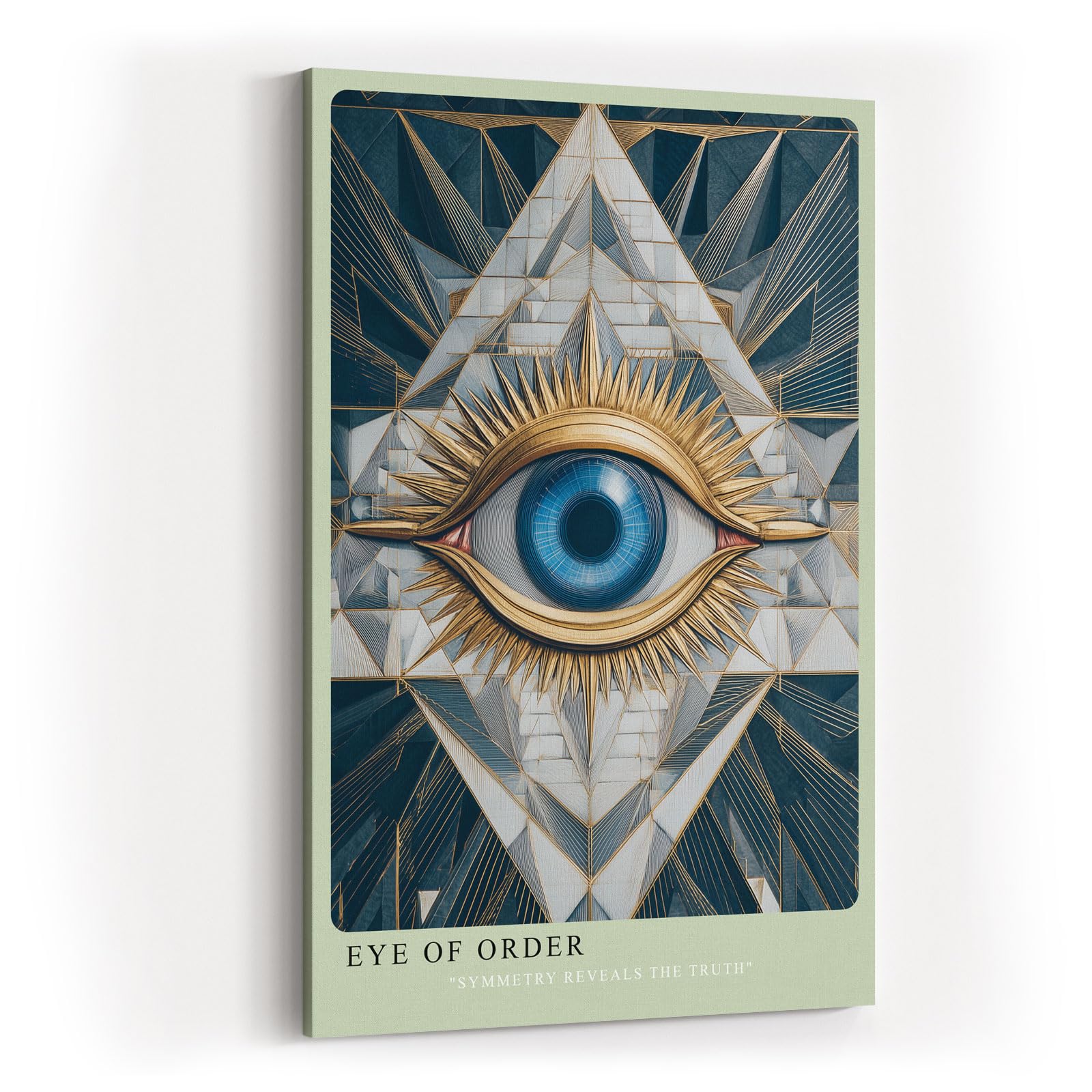 Paul Sinus Wandbild in 40x60cm Eye of Order Geometrische Komposition mit zentralem blauen Auge