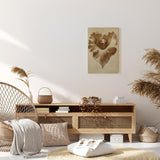 Paul Sinus 60x90cm Wandbild Herzblatt in Sepia – Ausdrucksstarke Naturform mit floraler Anmut Blume
