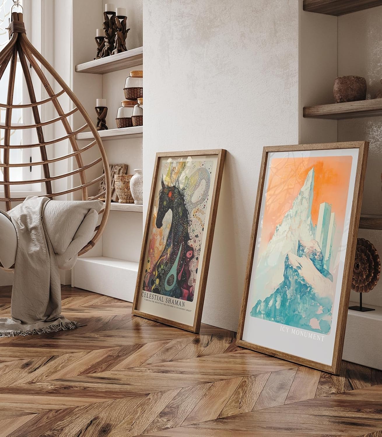 Paul Sinus Leinwandbild 40x60cm monumentaler Eisgipfel mit futuristischen Strukturen und warmem Licht – kunstvolles Leinwandbild für moderne Raumgestaltung