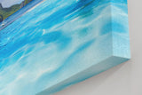 Sinus Art Wandbild 120x80cm Faszinierendes Tropenmotiv mit türkisfarbenem Wasser und exotischer Vegetation
