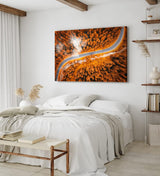 Paul Sinus Wandbild 120x80cm Luftaufnahme Wald Straße Bäume rot Herbst