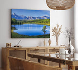Paul Sinus Wandbild 120x80cm Bergsee Berge See Blau Gebirge Natur Tannenwald