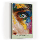 Paul Sinus Wandbild in 40x60cm The Eye of Creation – künstlerisches Augenporträt mit farbintensiver Malstruktur für kreative Raumgestaltung
