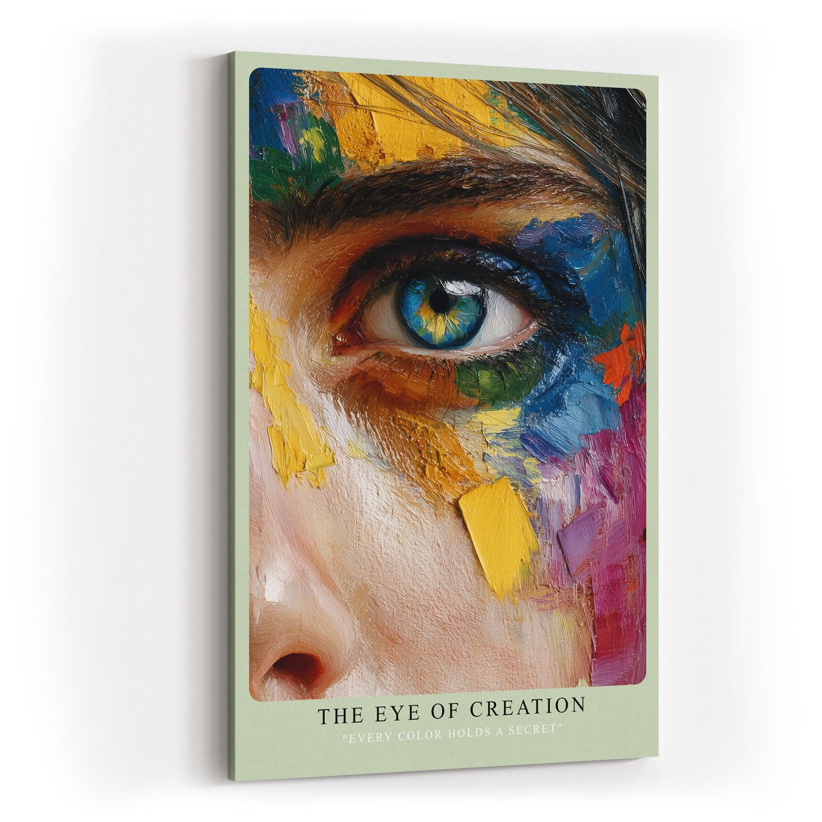 Paul Sinus Wandbild in 40x60cm The Eye of Creation – künstlerisches Augenporträt mit farbintensiver Malstruktur für kreative Raumgestaltung