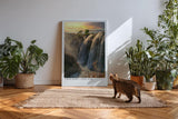 Paul Sinus Wandbild 60x90cm Twilight Cascade mit Wasserfall in goldenem Licht der Abenddämmerung