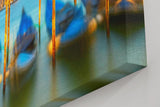 Sinus Art Wandbild 120x80cm Gondeln schaukeln vor San Giorgio Maggiore im warmen Licht der untergehenden Sonne