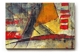 Sinus Art Wandbild 120x80cm Grafische Formen und Linien in Rot, Gelb und Schwarz auf strukturreichem Untergrund