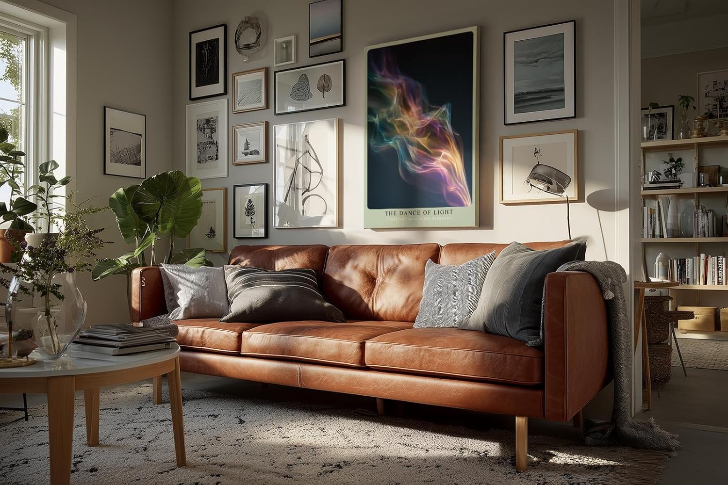 Paul Sinus Wandbild in 40x60cm The Dance of Light – abstrakte Lichtkomposition in fließenden Regenbogenfarben für kreative und moderne Raumgestaltung
