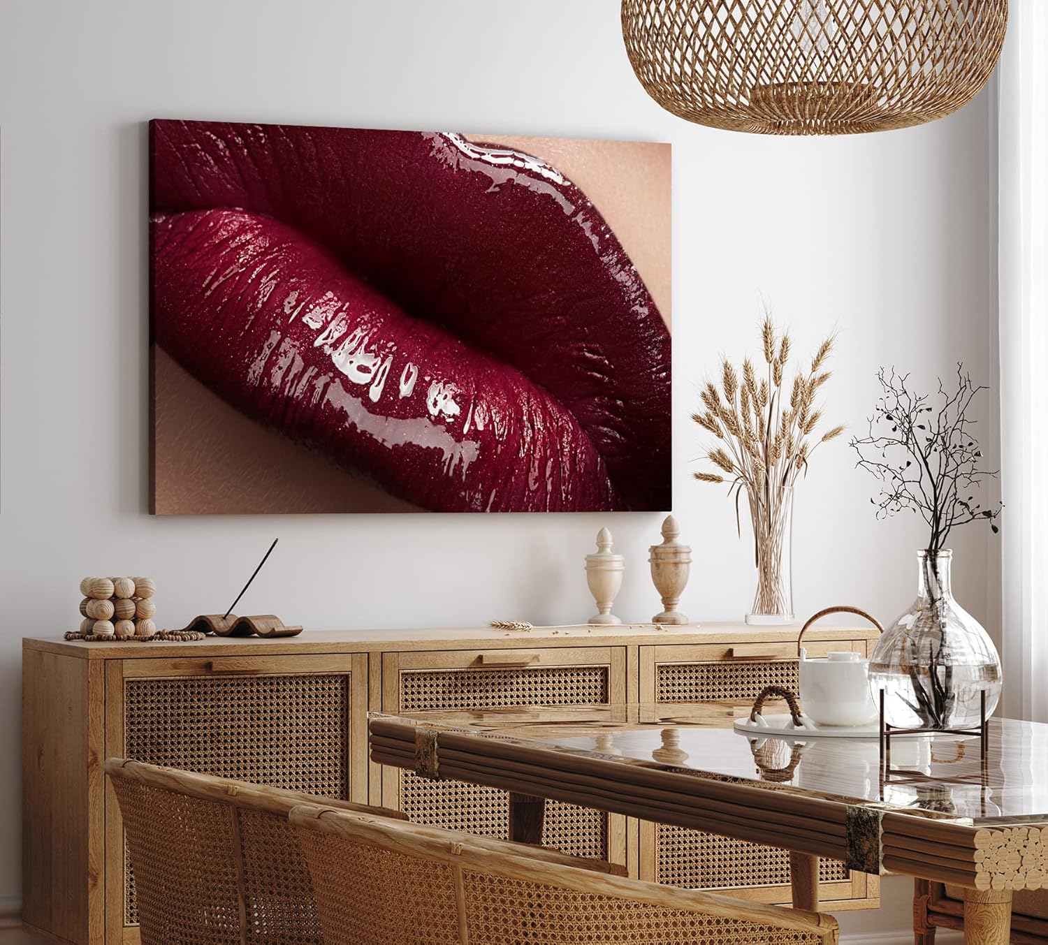Paul Sinus Wandbild 120x80cm Volle Lippen roter Lippenstift Schlafzimmer Sexy