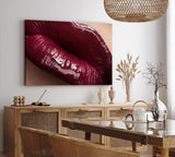 Paul Sinus Wandbild 120x80cm Volle Lippen roter Lippenstift Schlafzimmer Sexy