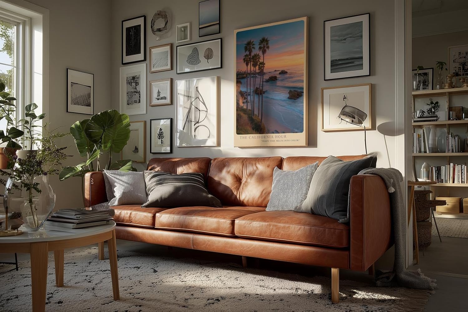 Paul Sinus Wandbild in 40x60cm The California Hour mit Sonnenuntergang und Palmenküste in warmen Farbtönen für elegante Wandgestaltung