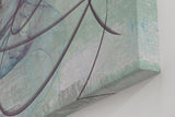 Sinus Art Wandbild 120x80cm Dynamische Linienführung auf grauer Fläche mit Pastelltönen in Blau, Rosa und Grün