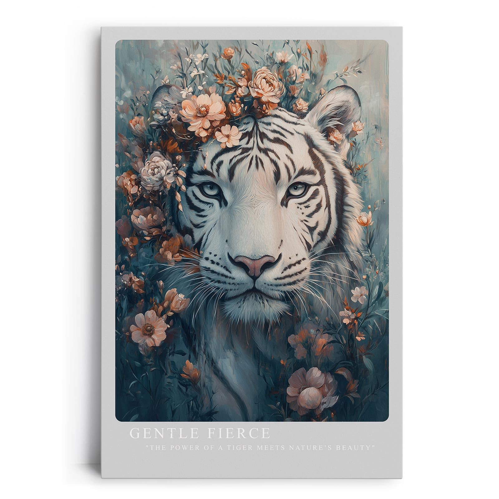 Paul Sinus Leinwandbild 60x90cm Blühender Tiger majestätisch kraftvoll mystisch kunstvolle Wandkunst faszinierend surreal harmonisch sanfte Farben