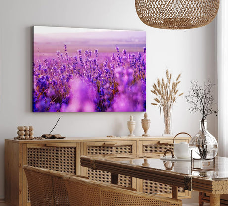 Paul Sinus Wandbild 120x80cm Blumen Blüten Violett Lavendel Blumenfeld Sonnenschein