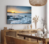 Paul Sinus Wandbild 120x80cm Meer Wellen Flut Sonnenuntergang Küste Horizont