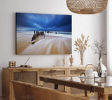 Paul Sinus Wandbild 120x80cm Strand Meer Horizont Schiffswrack Gewitterwolken