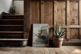 Paul Sinus Kunstdruck 40x60cm Sail Into History – Historisches Segelschiff auf ruhiger See bei untergehender Sonne in Ölmalerei