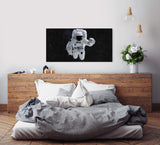 Astronaut im Weltall ca. 130x70cm Wandbild inklusive Schattenfugenrahmen weiss - Panorama Leinwand Bild XXL Format Wandbilder Wohnzimmer Wohnung Deko Kunstdrucke