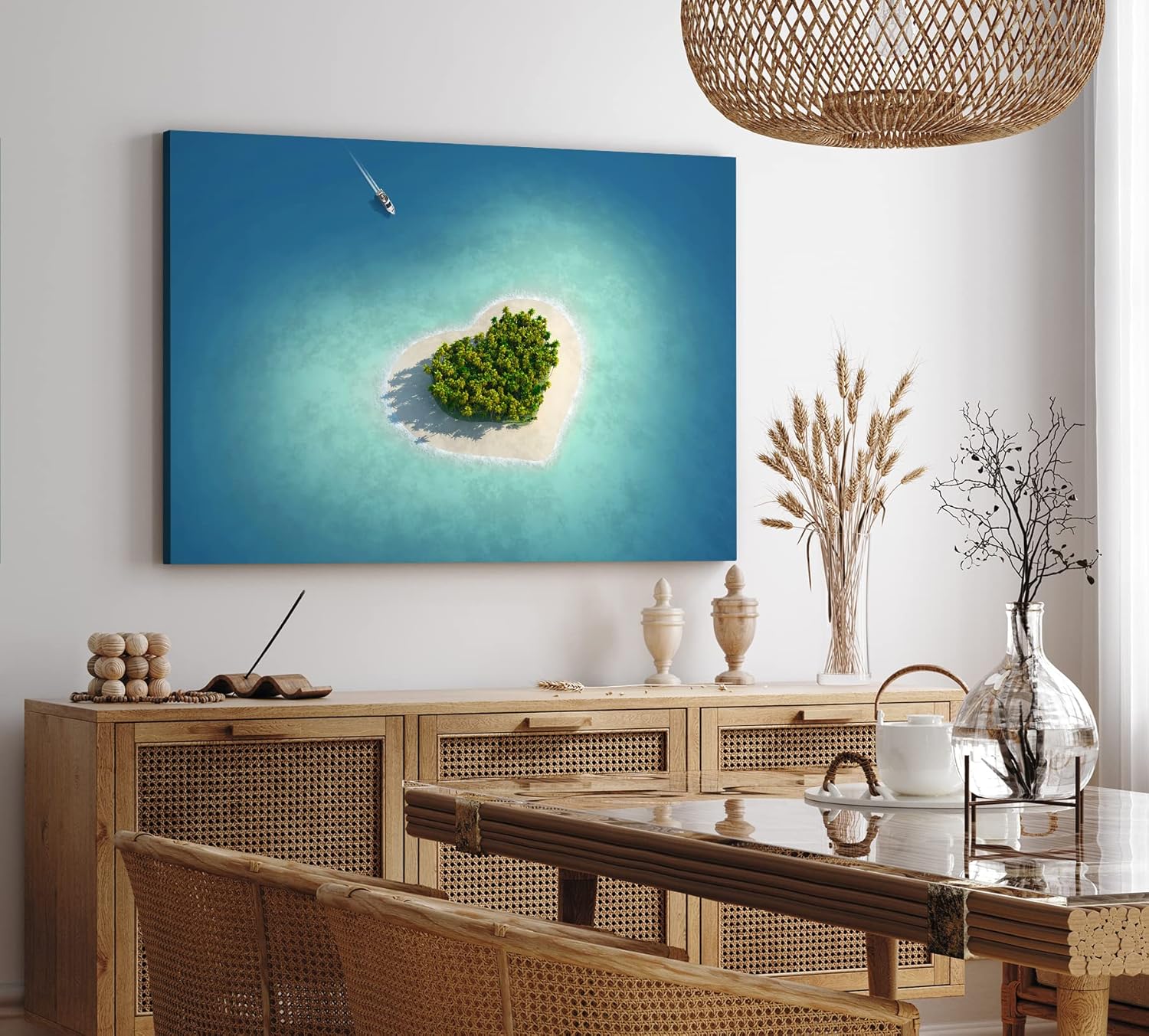 Wandbild 120x80cm Herzinsel Insel Herz Malediven Sommer Paradies