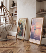 Paul Sinus Leinwandbild 40x60cm traumhafte Segelboot-Szene bei Sonnenuntergang mit sanften Gold- und Pastelltönen, beruhigende Wandkunst