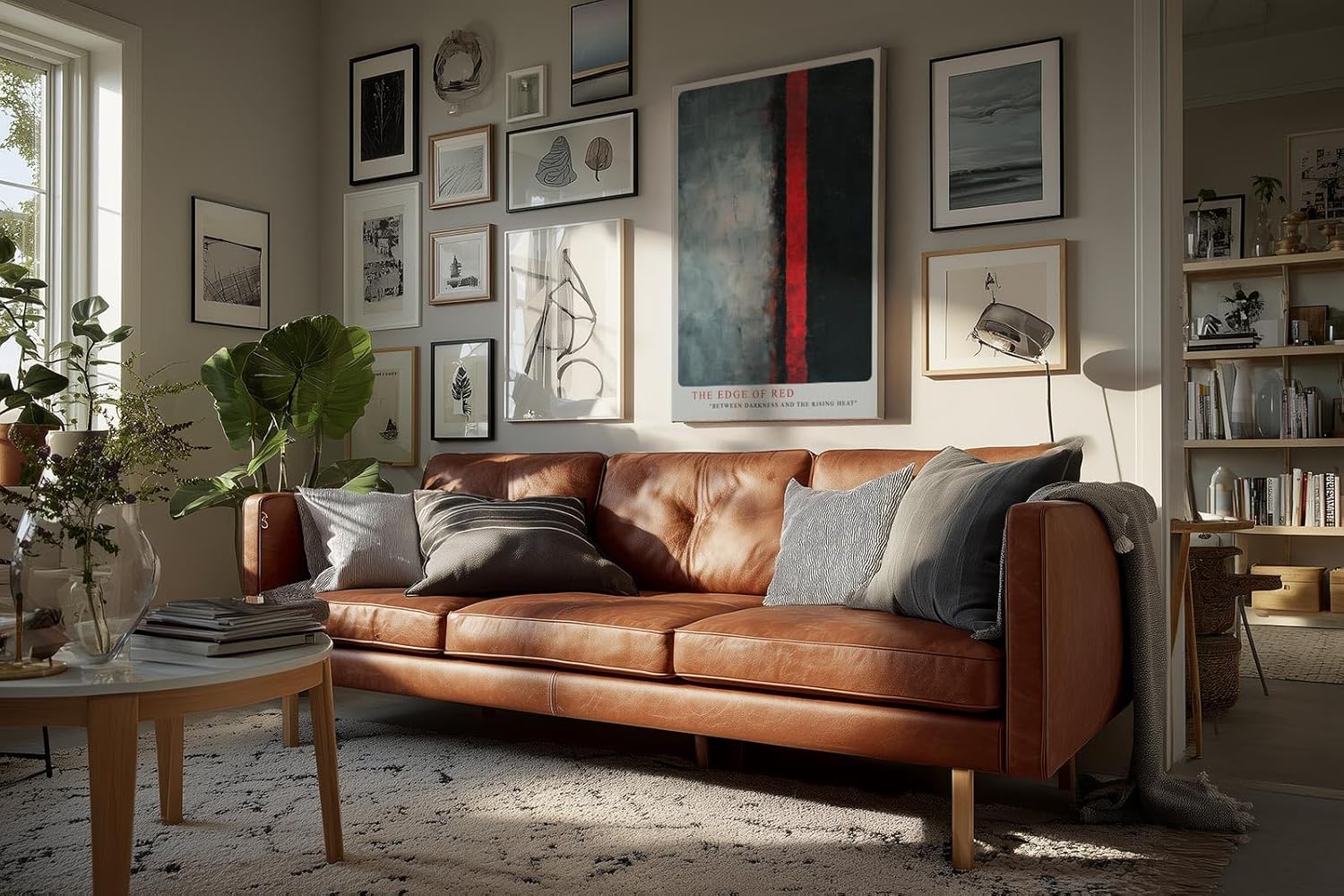 Paul Sinus Wandbild in 40x60cm The Edge of Red – Abstraktes Kunstwerk mit starkem Farbkontrast zwischen Schwarz, Grau und Rot
