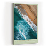 Paul Sinus Wandbild in 40x60cm The Edge of Calm – Luftaufnahme von Strand und Wellen in Türkisund Sandtönen
