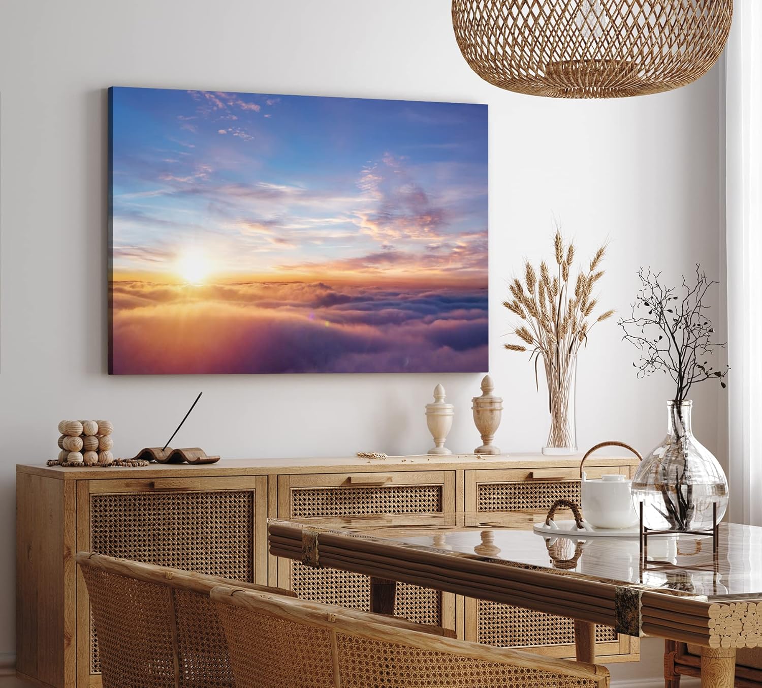 Paul Sinus Wandbild 120x80cm Über den Wolken Sonne Himmel Sonnenuntergang