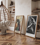 Paul Sinus Leinwandbild 60x90cm faszinierende Noir-Fotografie einer eleganten Frau im Spiel von Licht und Schatten, stilvolle Schwarz-Weiß-Kunst