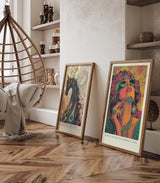 Paul Sinus Leinwandbild 60x90cm psychedelische Queen in leuchtenden Farben und ikonischem Retro-Stil – kunstvolles Leinwandbild