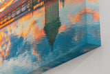 Sinus Art Wandbild 120x80cm Kapellbrücke und Wasserturm im Sonnenuntergang mit Spiegelung für atmosphärische Raumwirkung