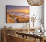 Paul Sinus Wandbild 120x80cm Ostsee Horizont Sandstrand Strand Meer roter Himmel